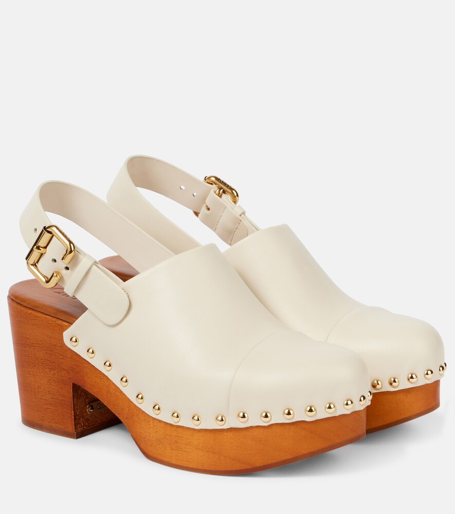 Jeannette Studded Leather Clogs