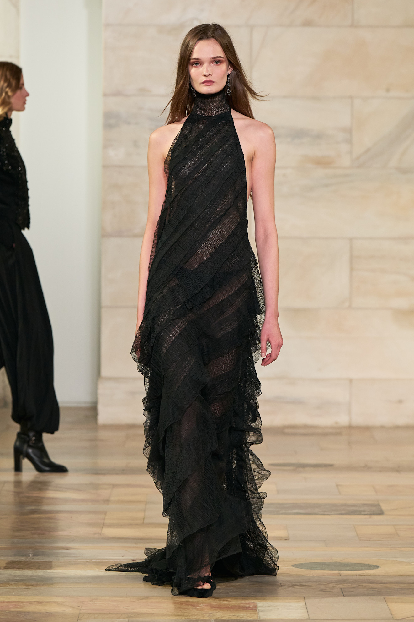 A model wore Anne Hathaway's sheer dress on the Ralph Lauren Fall 2025 runway