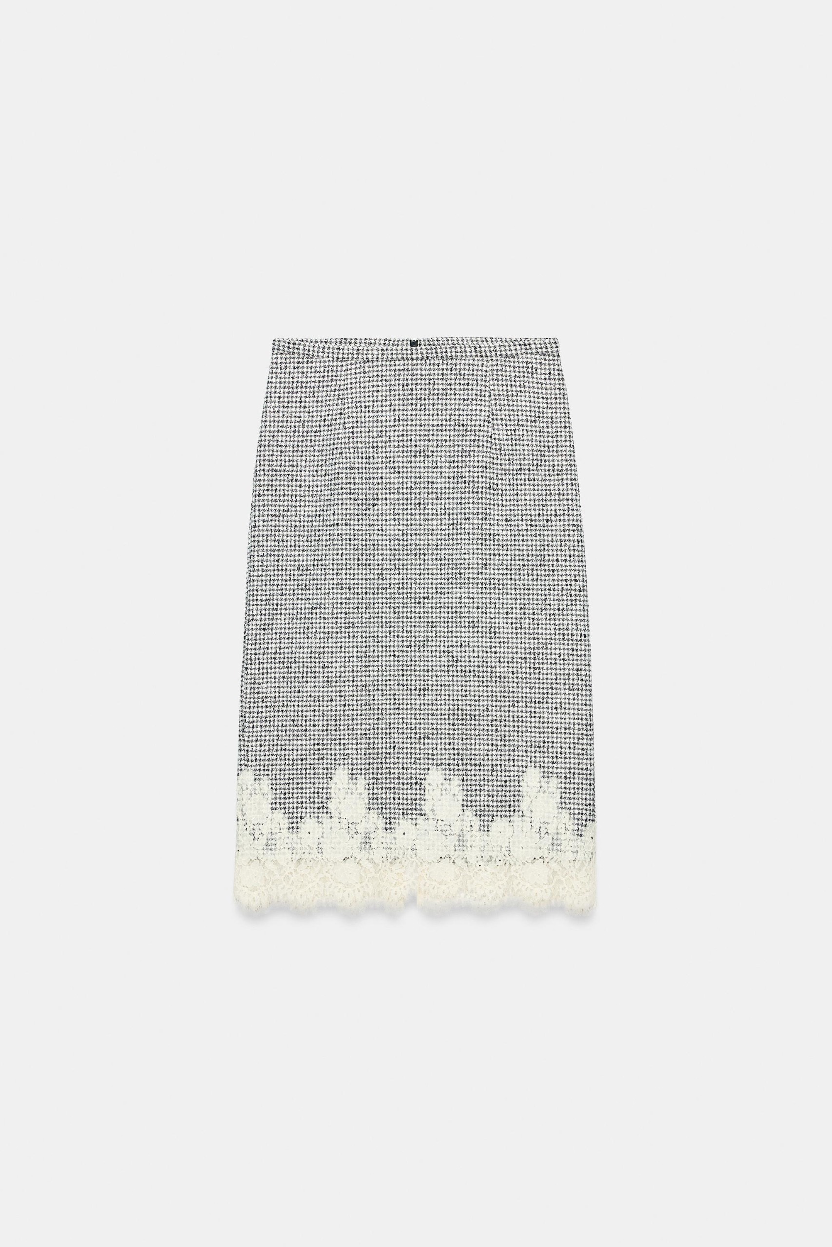 Combined Lace Midi Skirt - Black / White - Xs