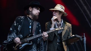 Dave Navarro (L) and Perry Farrell (R) of Jane&#039;s Addiction perform at Trinity College Park on June 28, 2024 in Dublin, Ireland.