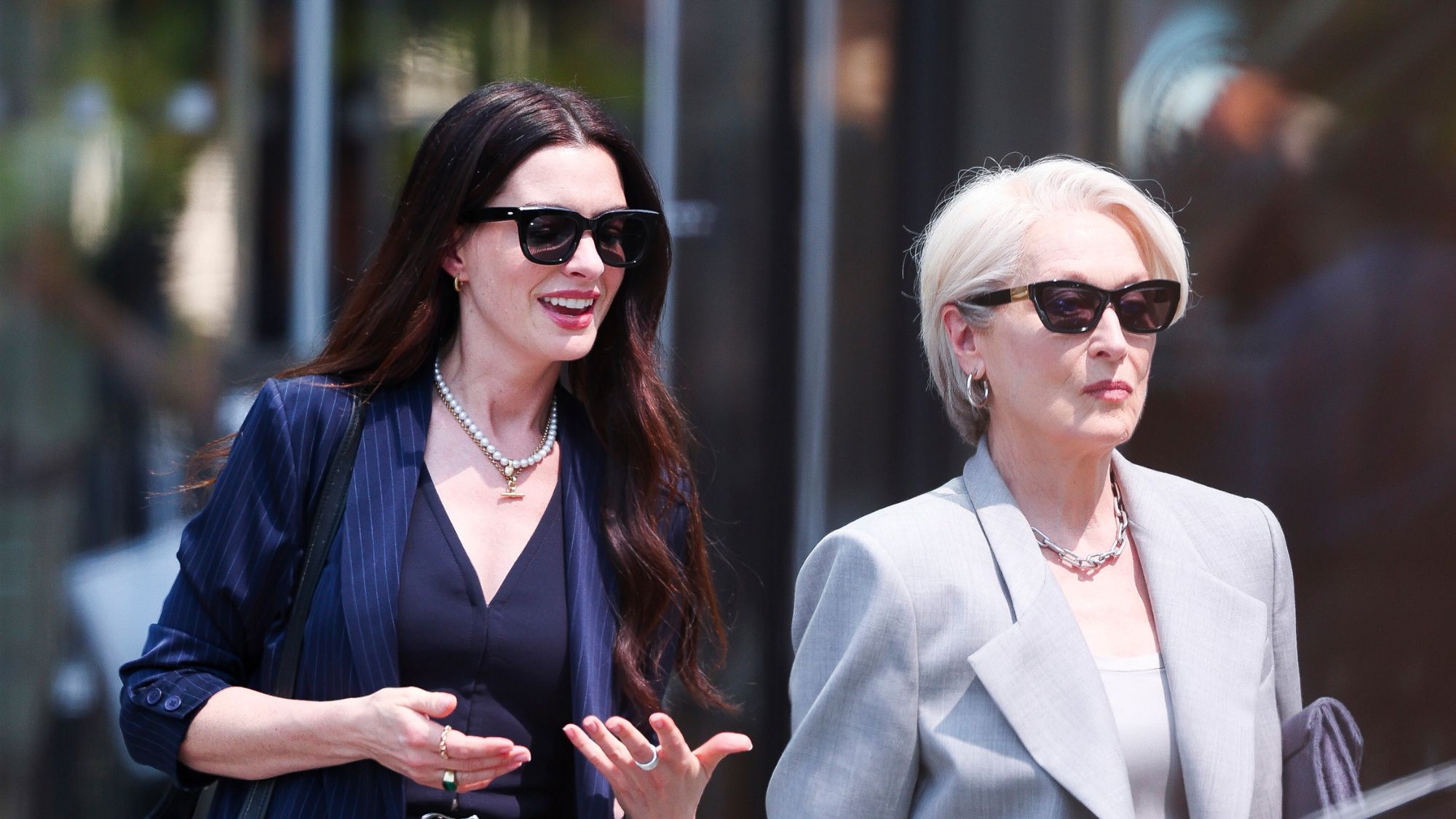Anne Hathaway and Meryl Streep film The Devil Wears Prada 2