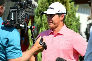 Karl Vilips speaks to media at the Korn Ferry Tour Championship