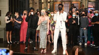 Special guest Chris Rock, host Anya Taylor-Joy, and musical guest Lil Was X during "Goodnights & Credits" on May 22, 2021.