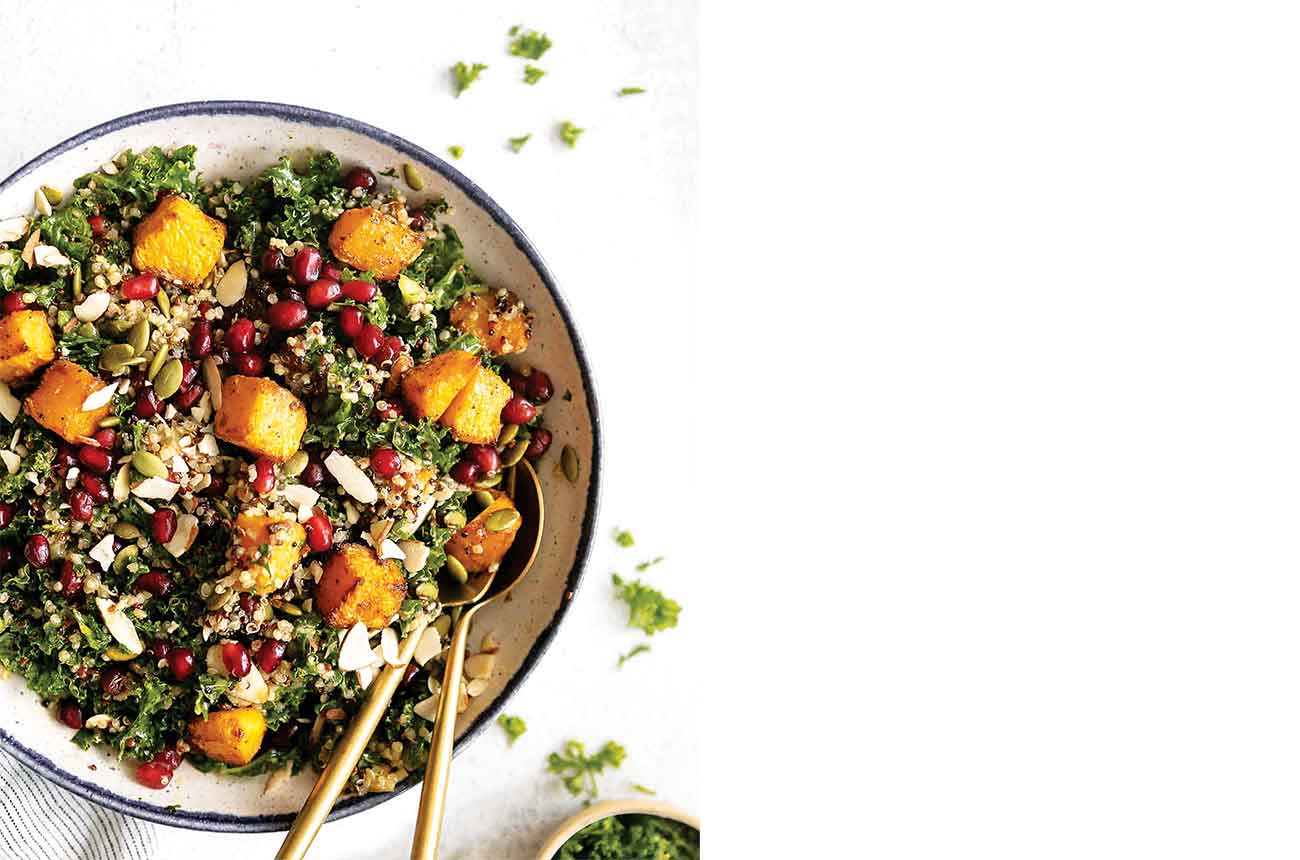 Roasted butternut squash and kale salad
