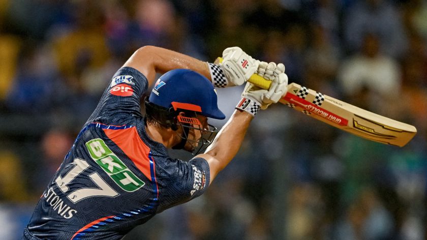 Lucknow Super Giants&#039; Marcus Stoinis plays a shot during the Indian Premier League (IPL) Twenty20 cricket match ahead of Delhi Capitals vs Lucknow Super Giants in the 2025 Indian Premier League