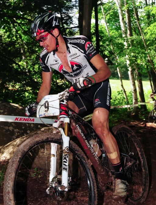 Raphael Gagne (Rocky Mountain) climbing early in the race