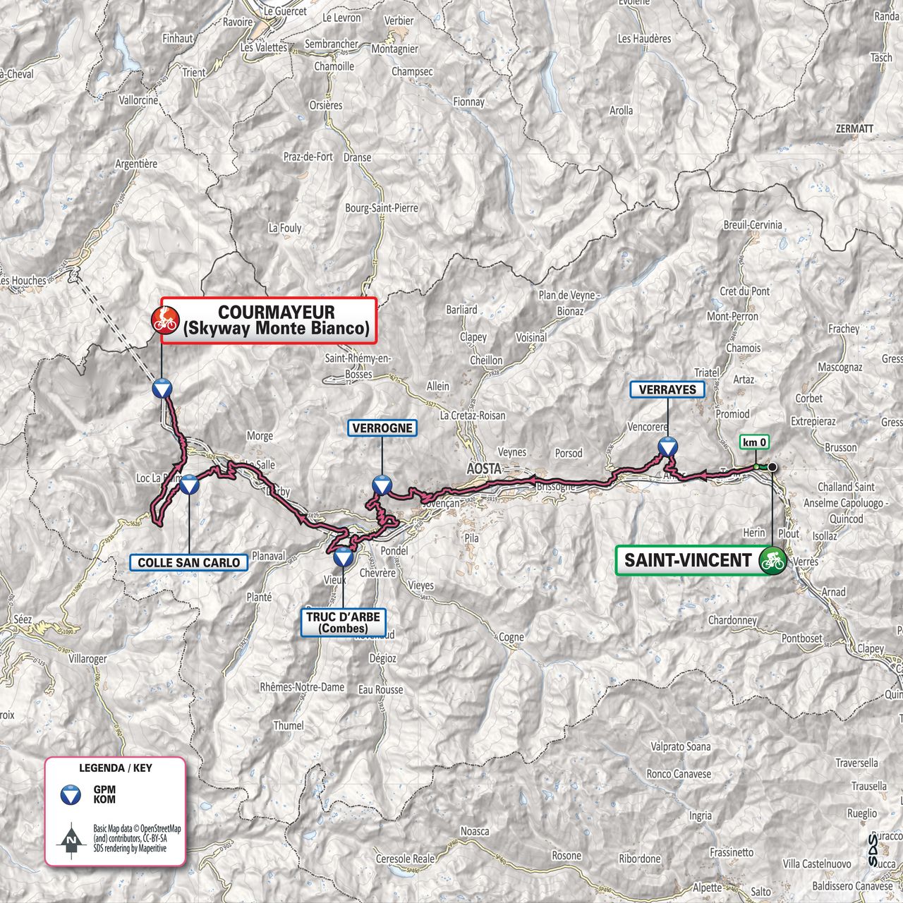 2019 Giro d'Italia: Stage 14 Map