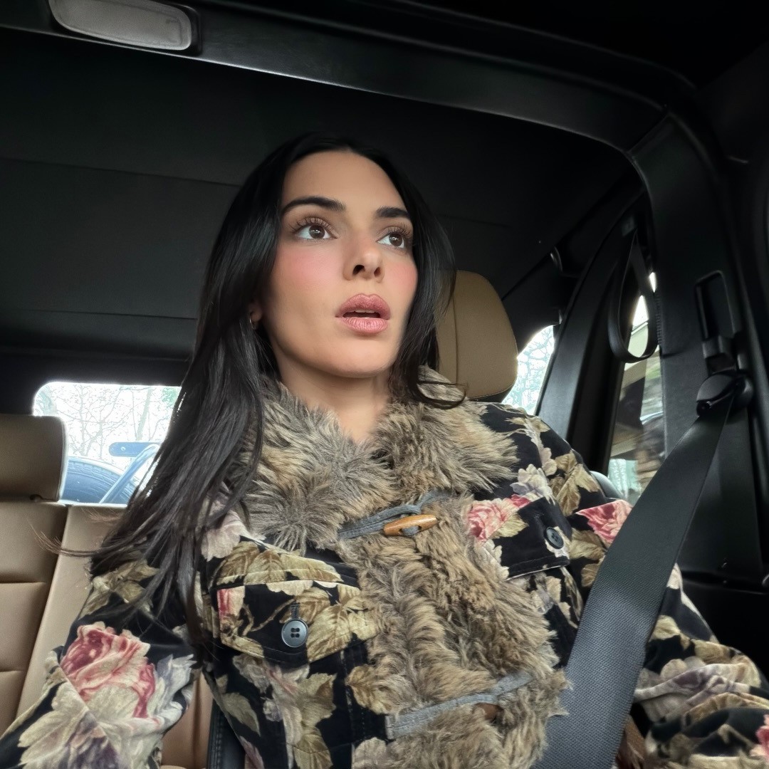 Kendall Jenner taking a car selfie 