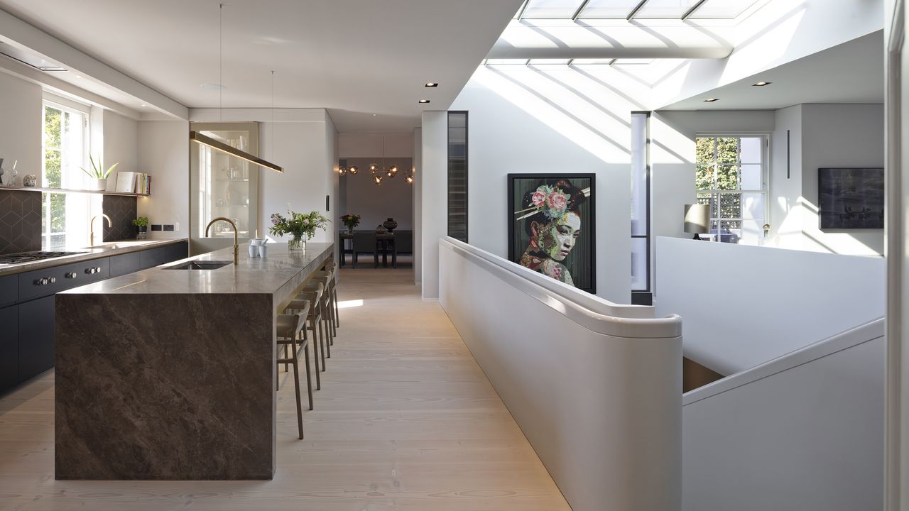 Securing a home Empty modern interior showing artwork on the staircase