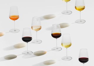 Different wines in the same glass, as part of the ‘1 Collection’ of wine glasses designed by Jancis Robinson and Richard Brendan