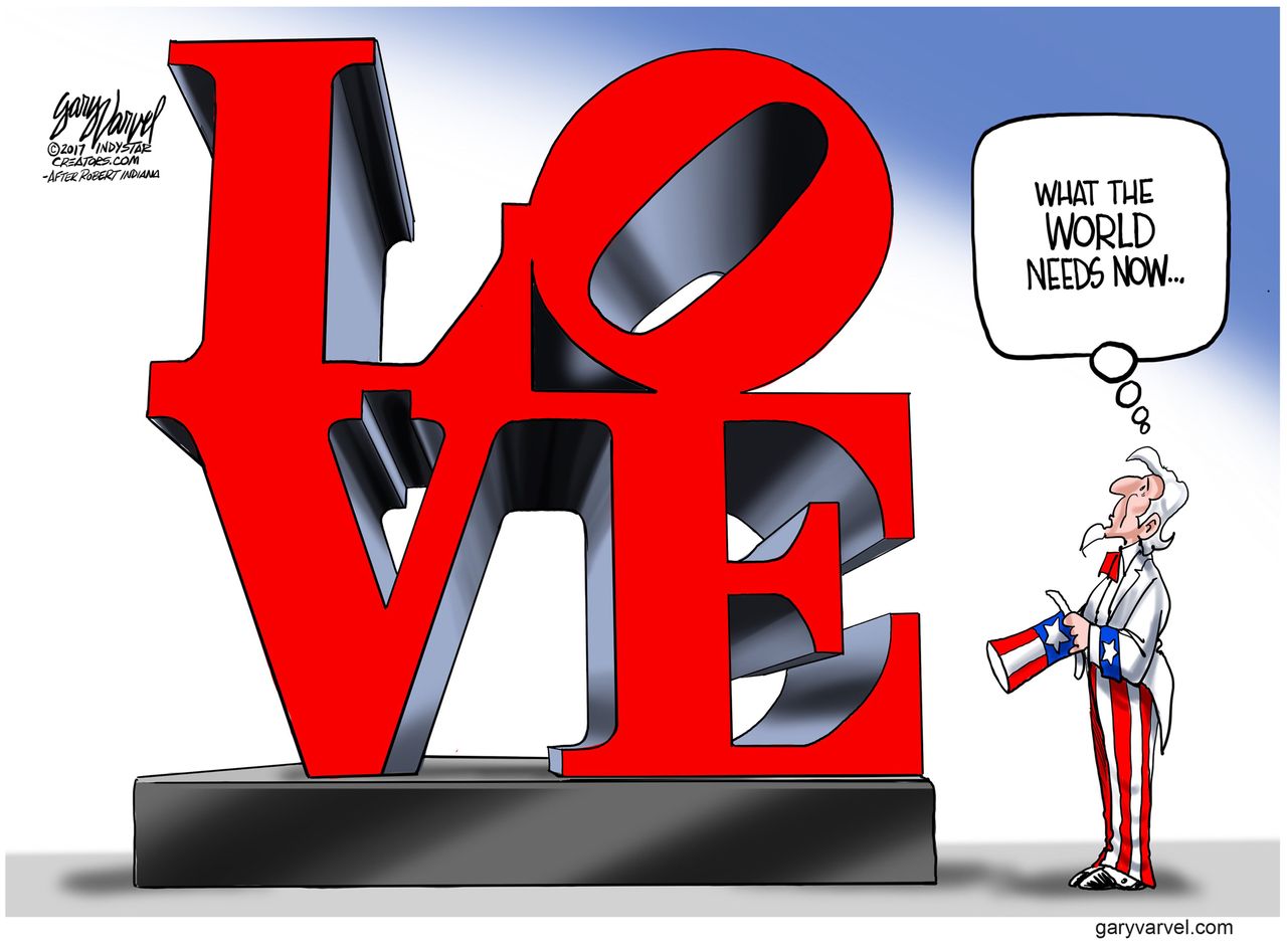 Editorial cartoon U.S. America love