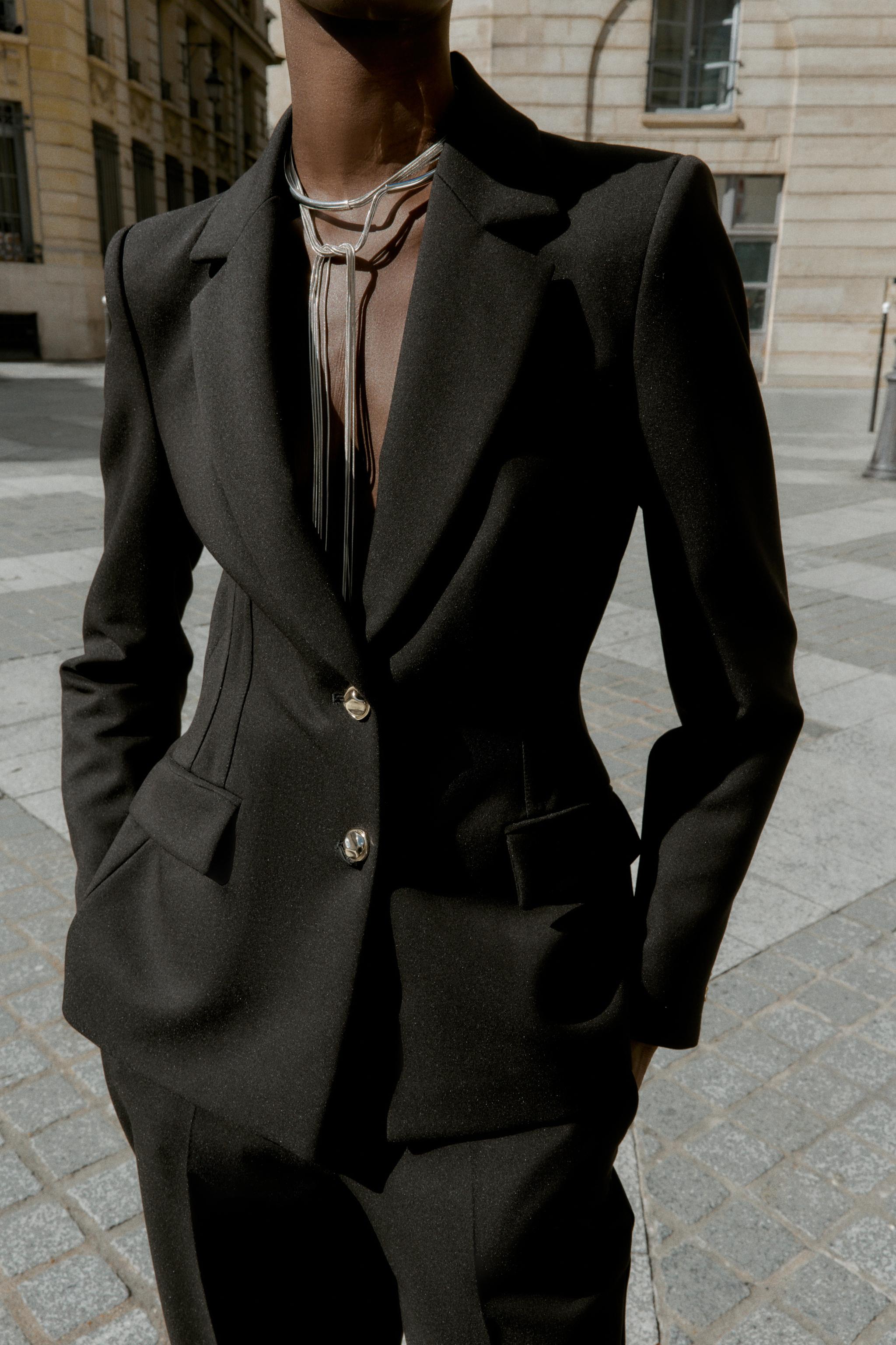 Fitted Blazer With Shoulder Pads