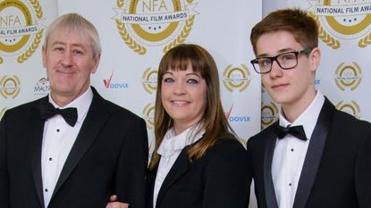 Nicholas Lyndhurst, Lucy Smith and Archie Lyndhurst attend the National Film Awards at Porchester Hall on March 29, 2017 in London, United Kingdom