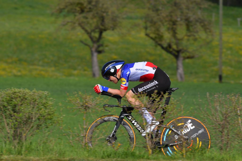 ORON SWITZERLAND APRIL 27 Remi Cavagna of France and Team Deceuninck QuickStep during the 74th Tour De Romandie 2021 Prologue a 405km Individual Time Trial stage from Oron to Oron 700m ITT TDR2021 TDRnonstop UCIworldtour on April 27 2021 in Oron Switzerland Photo by Luc ClaessenGetty Images