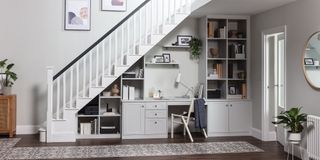 an under the stairs built-in desk idea