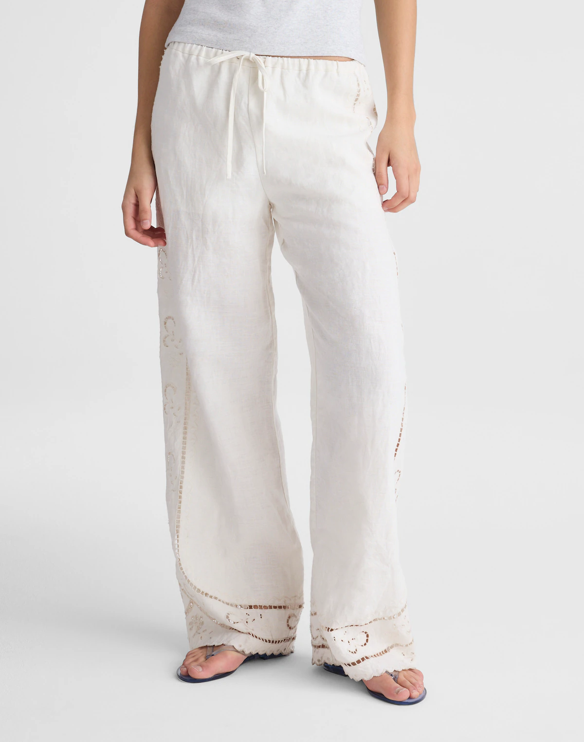 madewell, Eyelet Drawstring Pants in 100% Linen