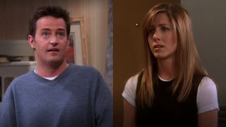 From left to right: Matthew Perry and Jennifer Aniston in the Friends series finale.