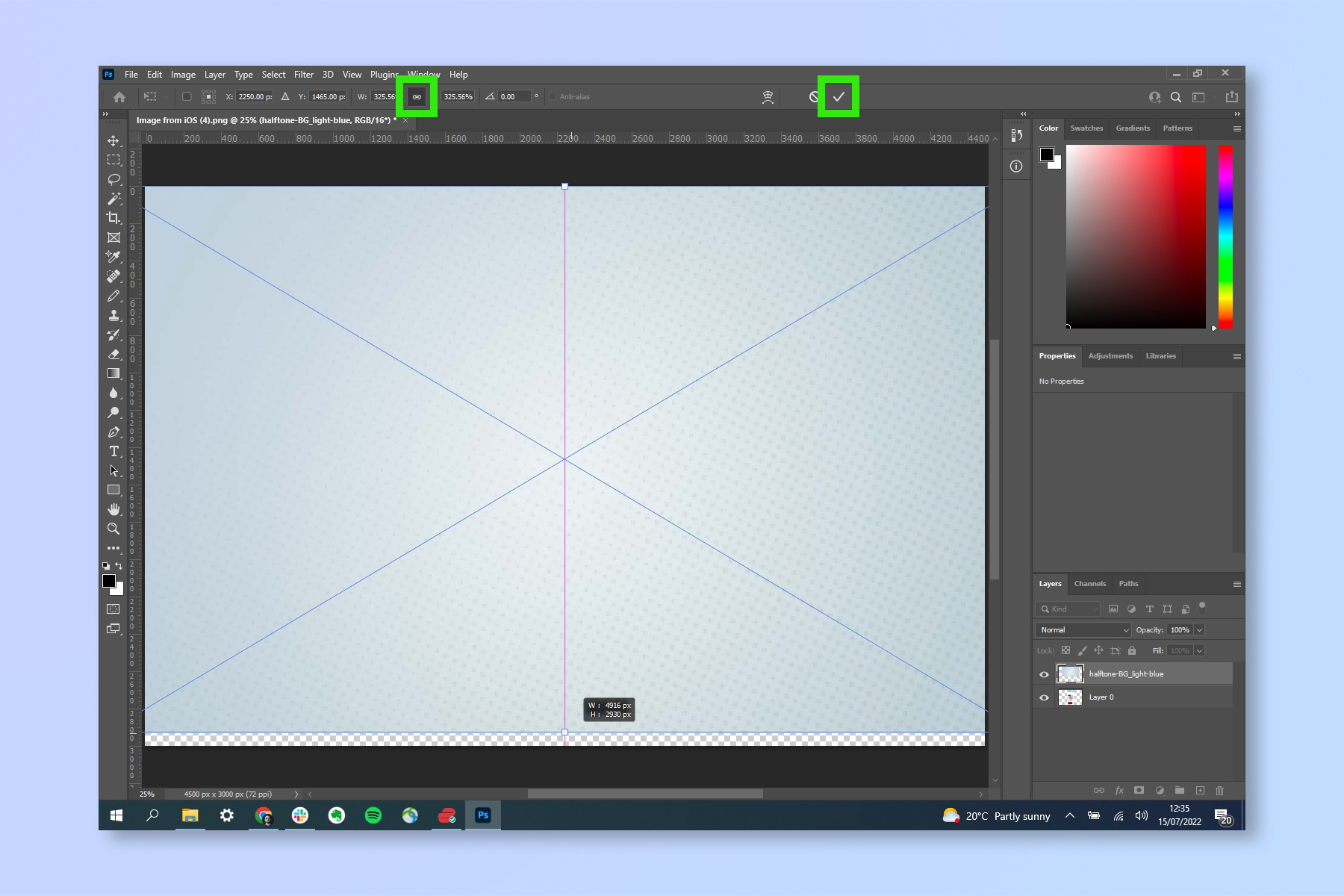 A screenshot showing the steps required to add a background in Adobe Photoshop