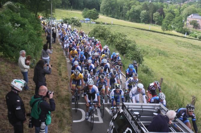 The race was neutralized after a crash from Robert Gesink