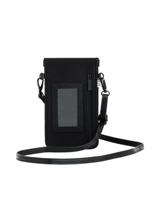 A cross-body ID bag in black leather.