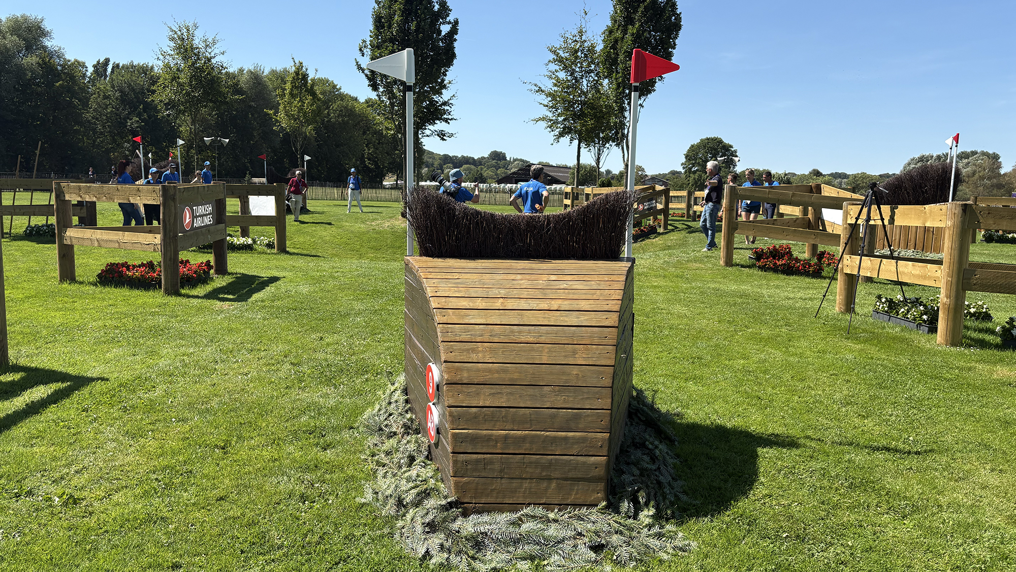 A skinny fence on the eventing World Championships cross-country course