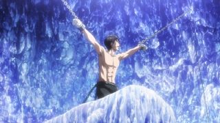 Eren in the Crystal Cavern in Attack on Titan.