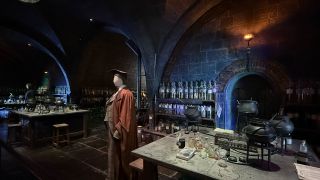 The set of the potions classroom in the Harry Potter Studio Tour