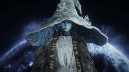 Elden Ring Age of Stars ending Ranni standing in front of the moon