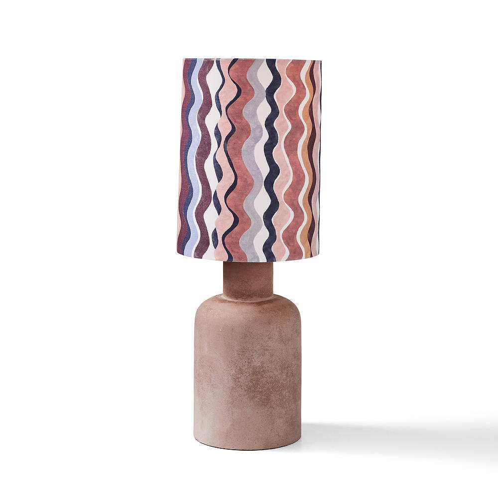 white background with decor pieces lamp
