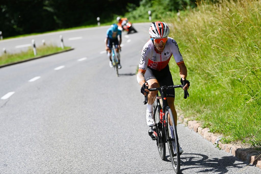 MALBUM SWITZERLAND JUNE 18 Ion Izagirre Insausti of Spain and Team Cofidis competes during the 85th Tour de Suisse 2022 Stage 7 a 1946km stage from Ambri to Malbun 1560m tourdesuisse2022 WorldTour on June 18 2022 in Malbun Switzerland Photo by Tim de WaeleGetty Images