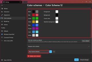 Create color scheme settings