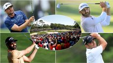 Montage of course image and four golfers