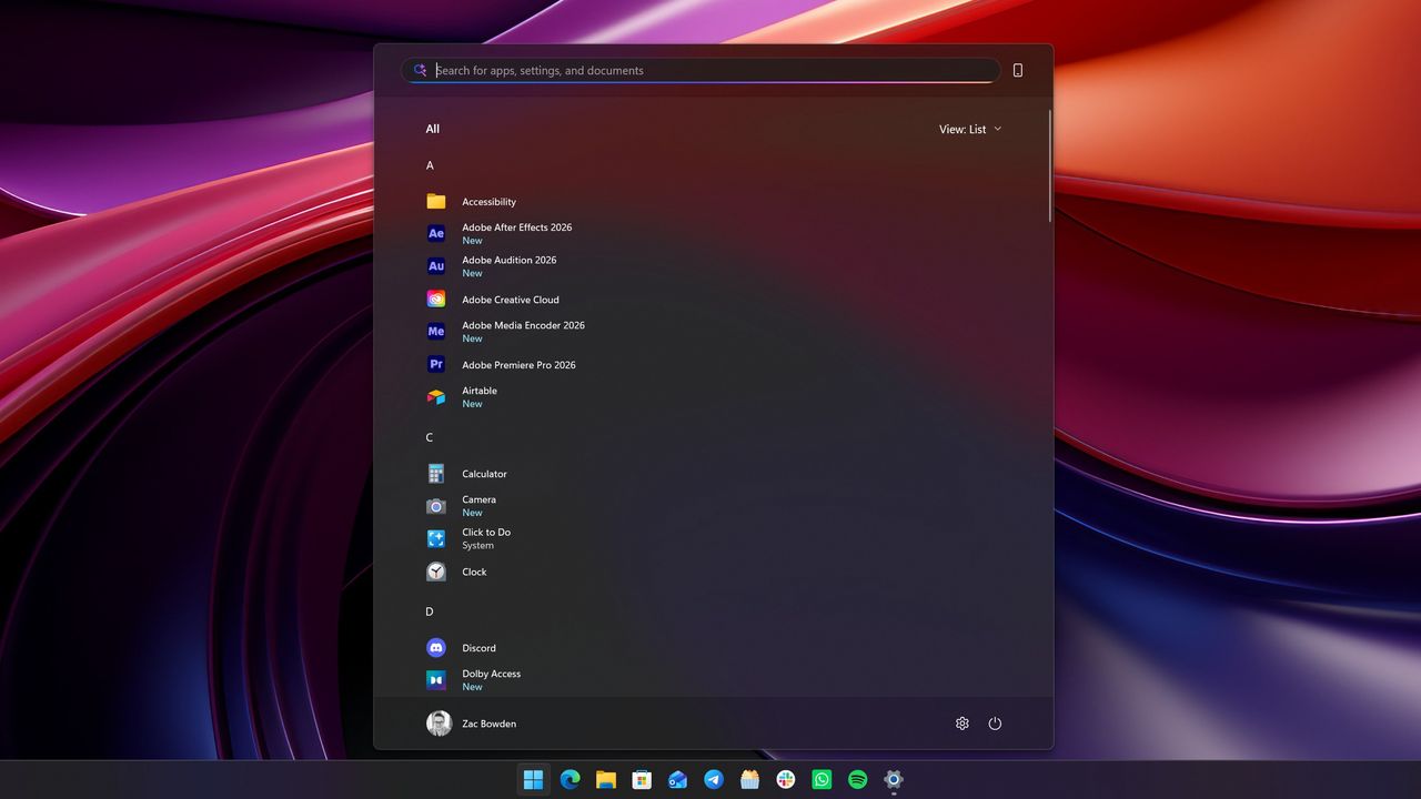 Windows 11 customizable start menu options