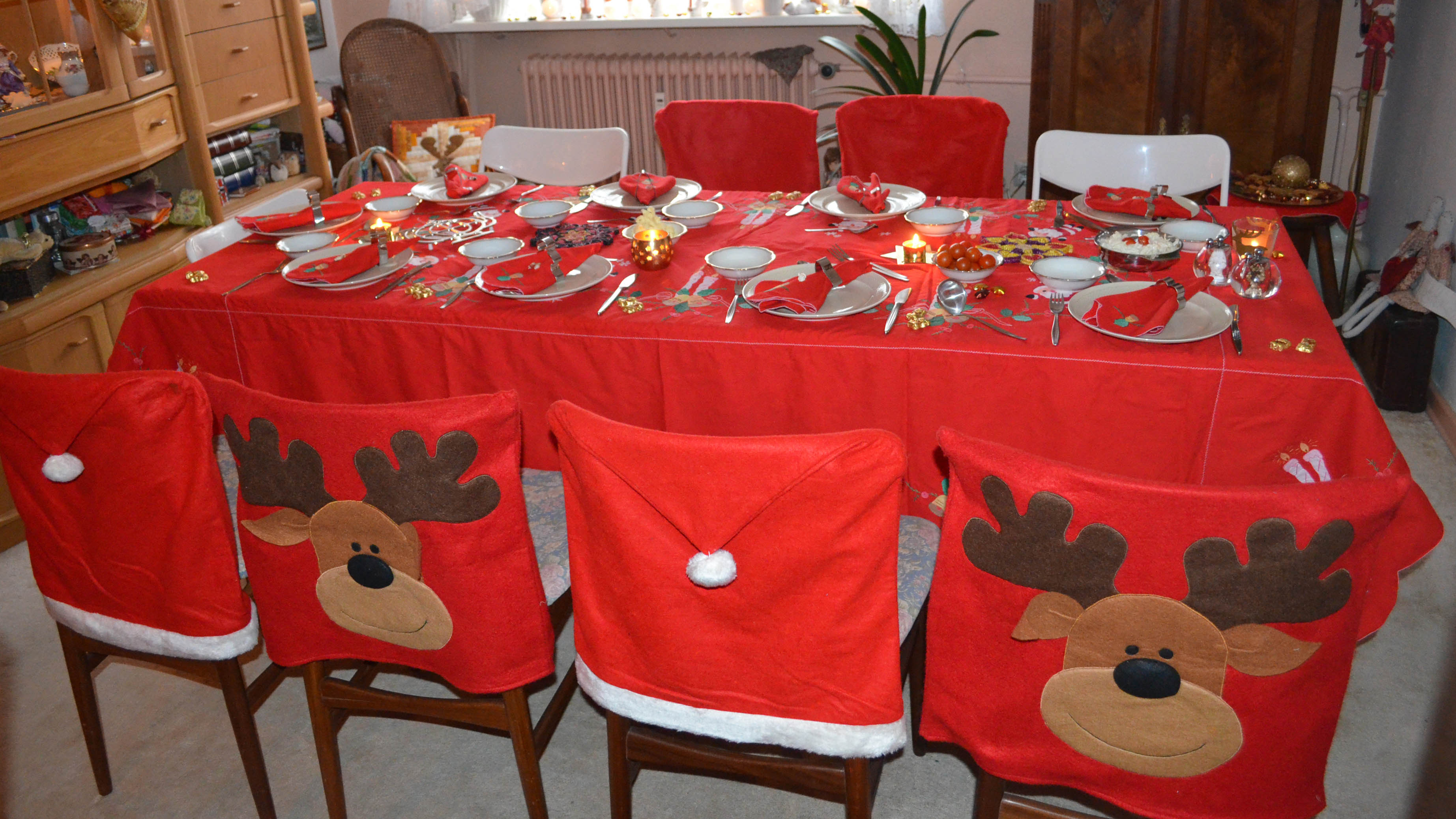 Рождественские чехлы на стулья для обеденного стола