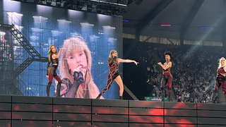 Taylor Swift performing her Reputation era during The Eras Tour at Murrayfield Stadium, Edinburgh