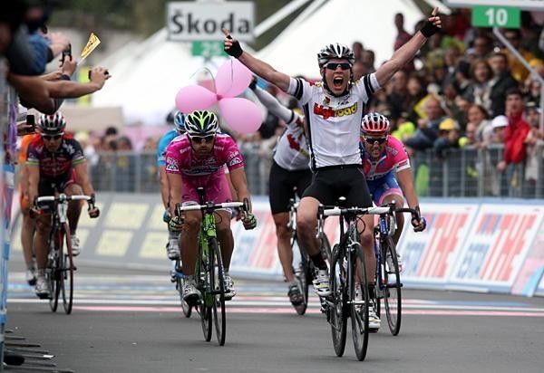 Team High Road's Mark Cavendish, 22, took his first win in a Grand Tour