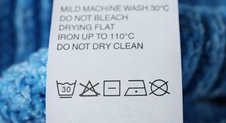 Laundry care label in close up for a 30 degrees wash