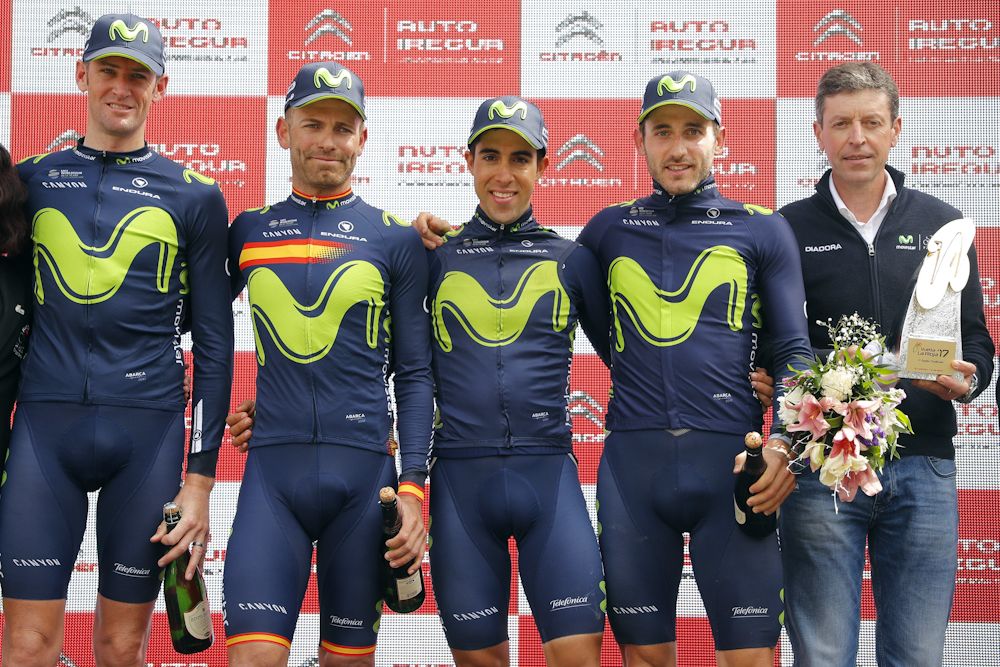 The Movistar team in the Vuelta Riojas podium