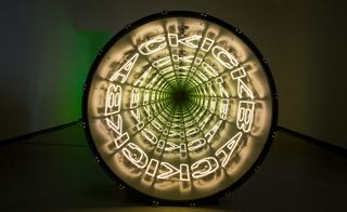 Artwork with lights portraying an infinite abyss