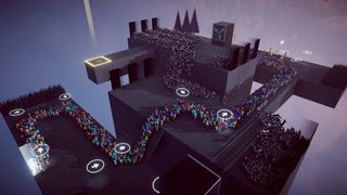Best indie games; enormous crowds of people are guided around a 3D map