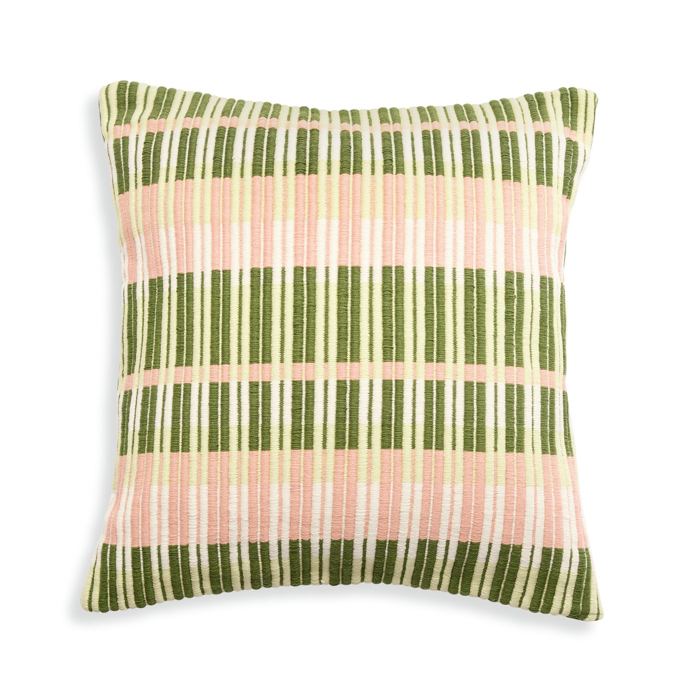 Habitat Woven Stripe Cushion - Green - 43x43cm