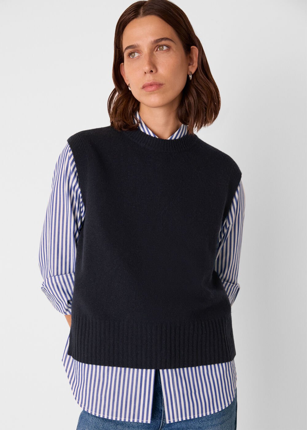 Navy Wool Sleeveless Tank