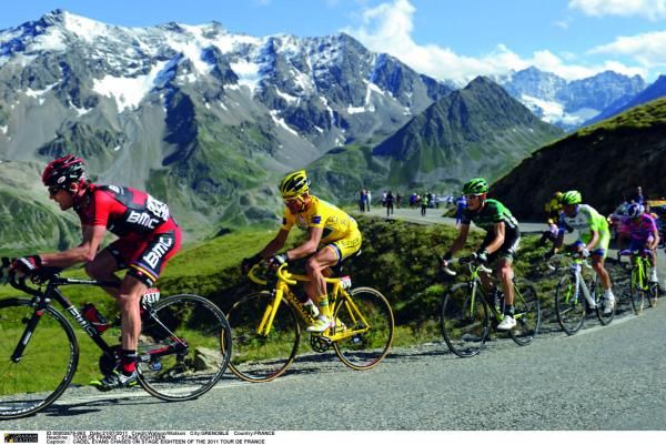 Evans leads Voeckler and Rolland up the Galibier.