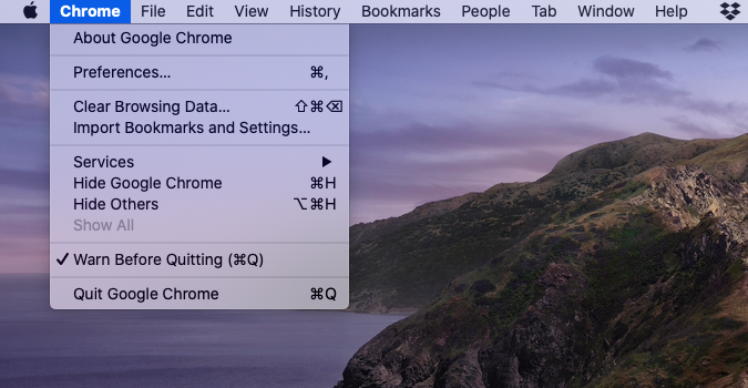 How to quit Chrome immediately (without holding down Command + Q) on macOS