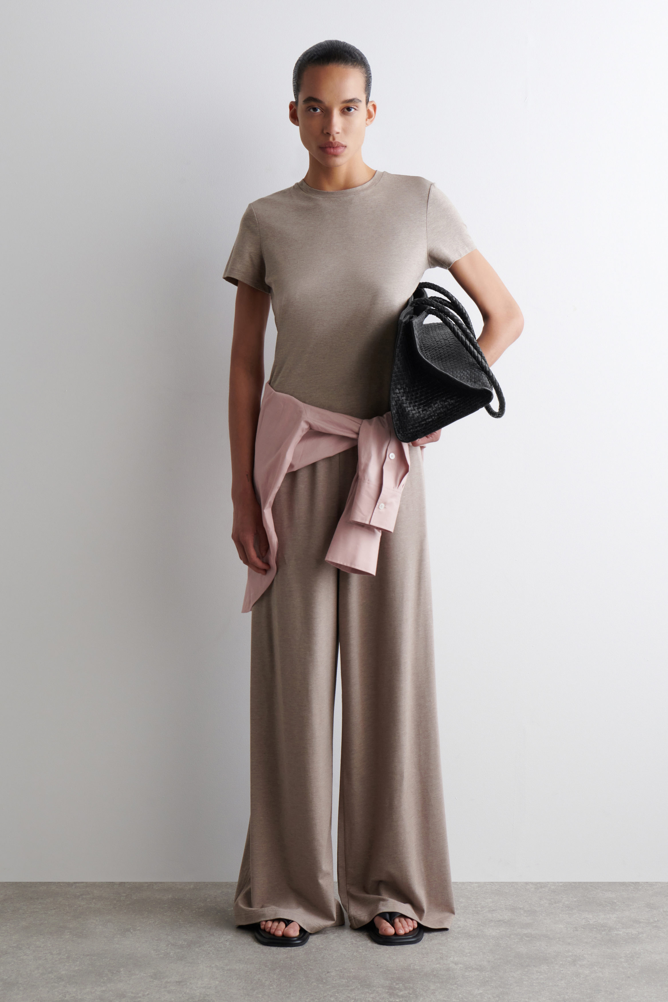 Fluid Jersey Wide-Leg Trousers