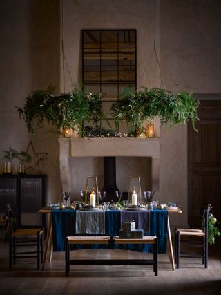 Christmas tablescape with branch chandeliers by Garden Trading