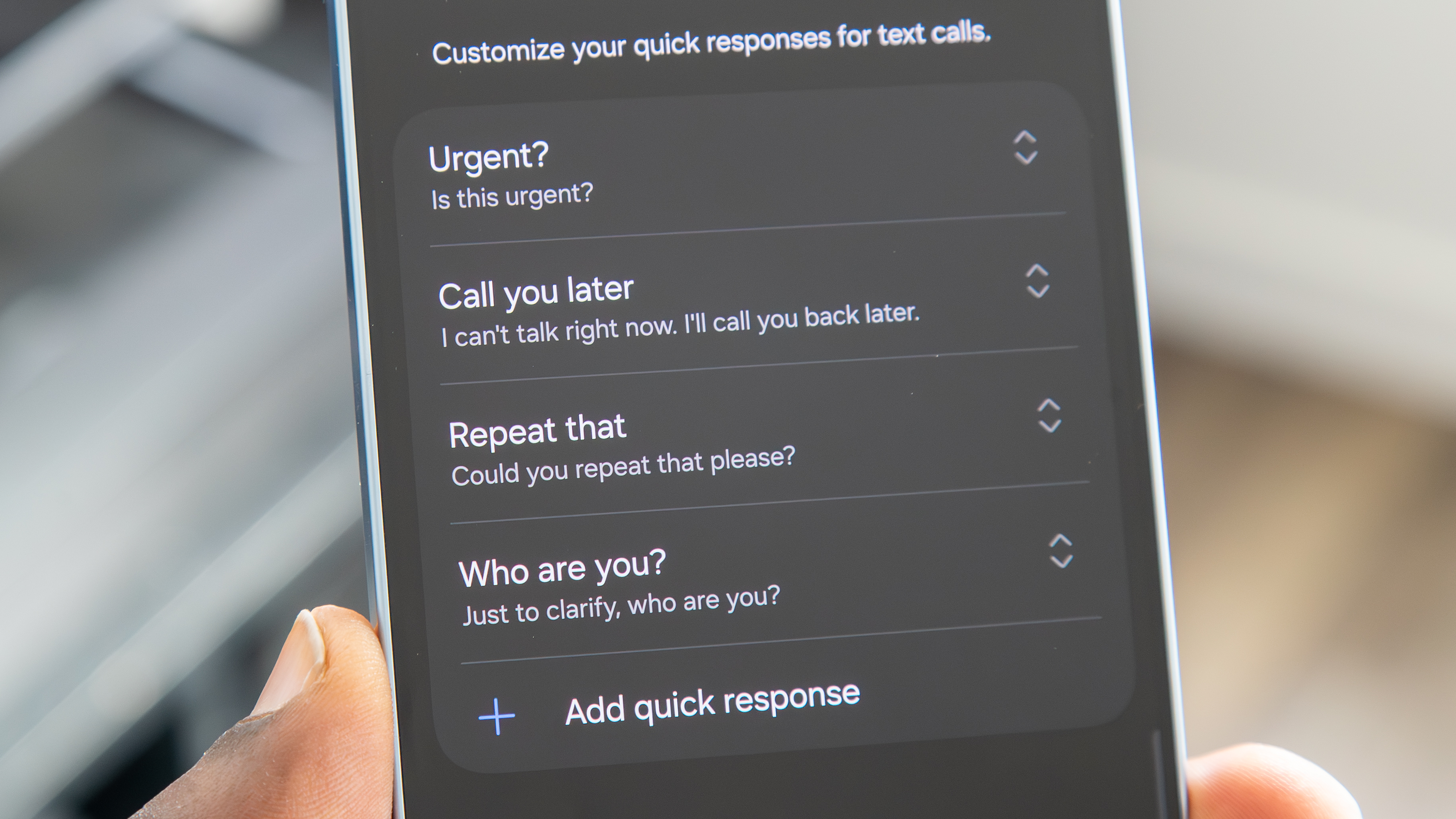 Text Call quick responses on the Galaxy 26 Plus