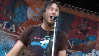 Troy Sanders performing live with Mastodon in 2005