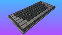 The Cherry XTRFY K63W Pro Compact 70% Ultra-Wideband wireless gaming keyboard floats in a gradient void.