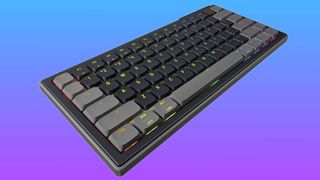 The Cherry XTRFY K63W Pro Compact 70% Ultra-Wideband wireless gaming keyboard floats in a gradient void.